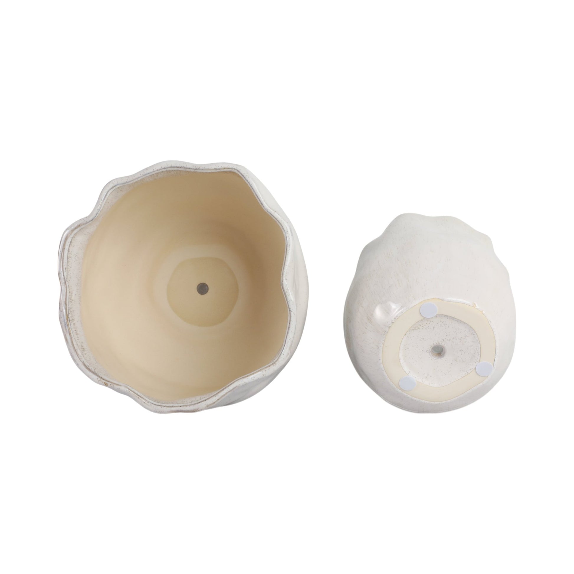 S/2 9/12" ROUND WAVY EDGE PLANTERS, WHITE Planter| Sagebrook Home