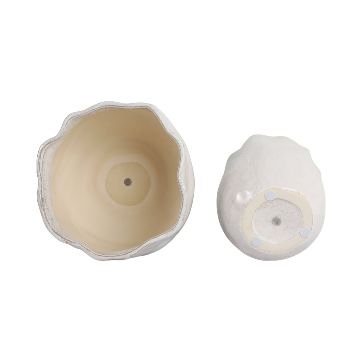 S/2 9/12" ROUND WAVY EDGE PLANTERS, WHITE Planter| Sagebrook Home