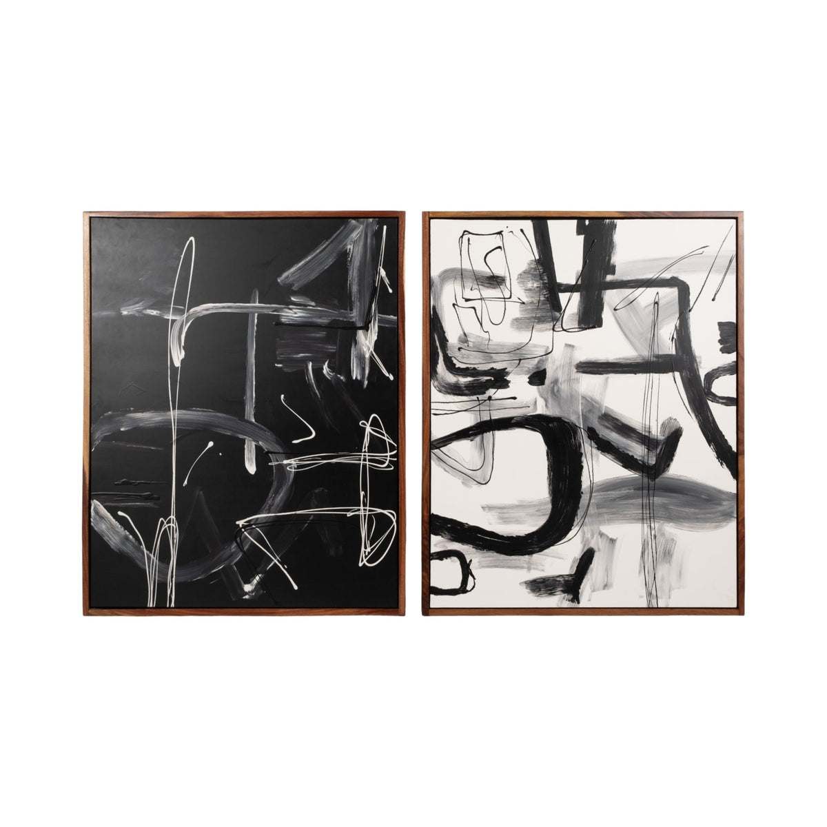S/2 95x59 Hand Painted Contemporary Art, Black/wht Wall Art| Sagebrook Home