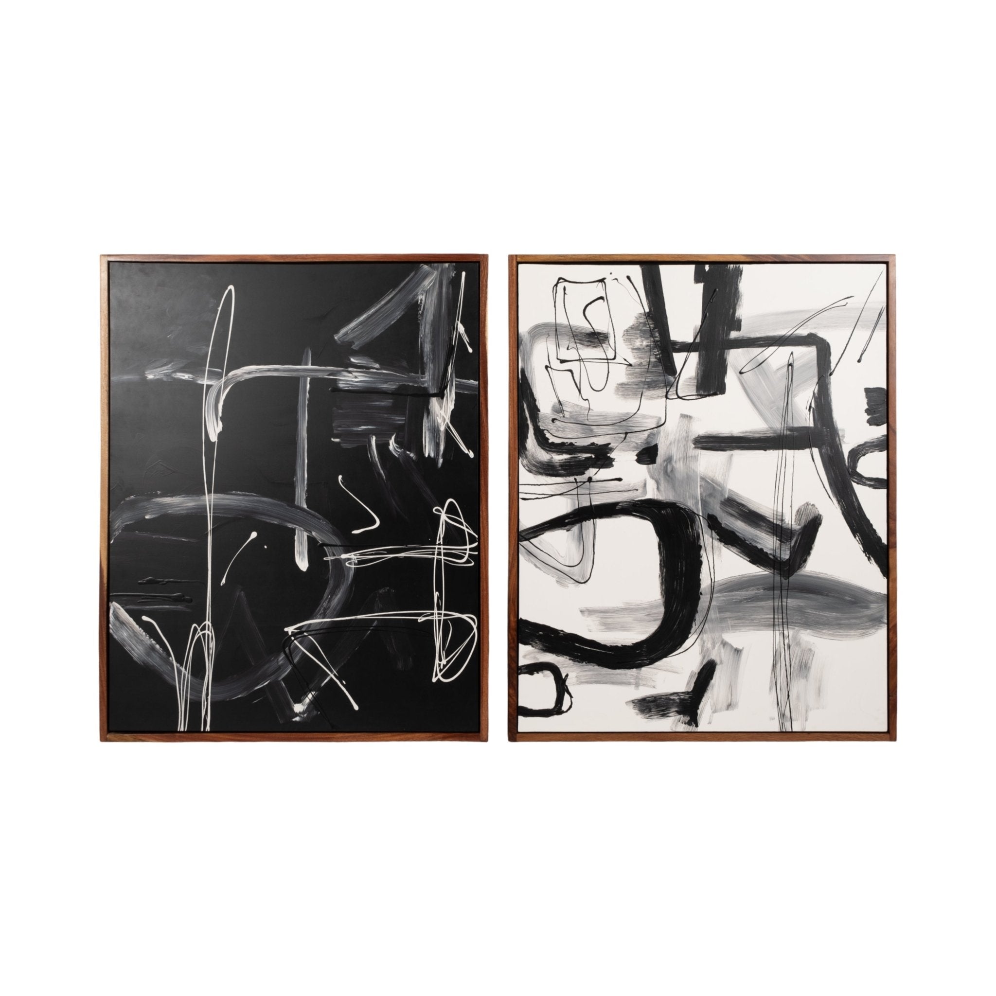 S/2 95x59 Hand Painted Contemporary Art, Black/wht Wall Art| Sagebrook Home