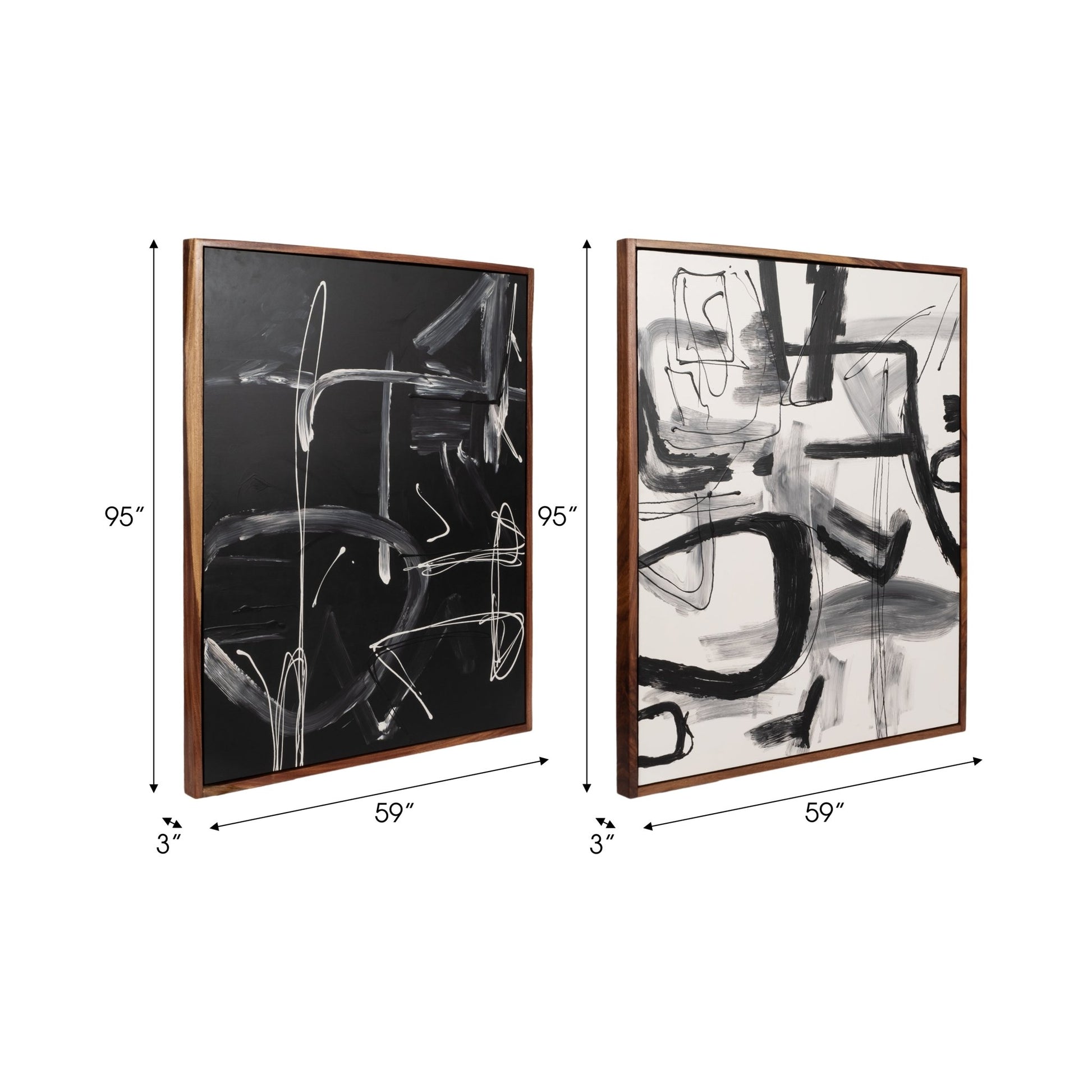 S/2 95x59 Hand Painted Contemporary Art, Black/wht Wall Art| Sagebrook Home