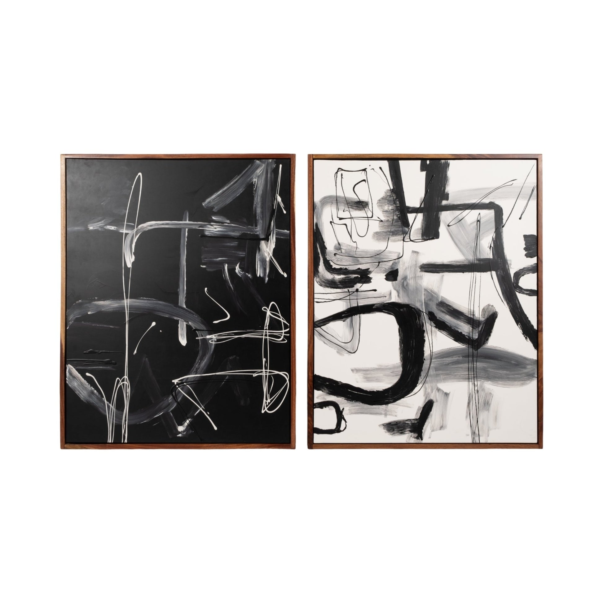 S/2 95x59 Hand Painted Contemporary Art, Black/wht Wall Art| Sagebrook Home