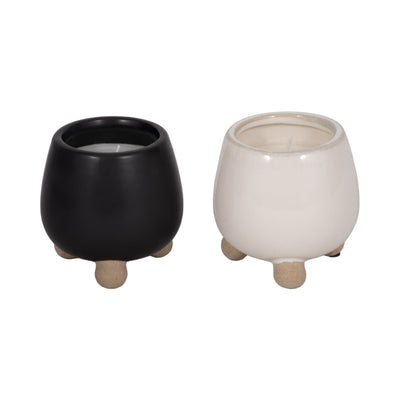 S/2 9oz Hibiscus Coconut 4"knobby Feet Cndle,multi - Al Rugaib Furniture