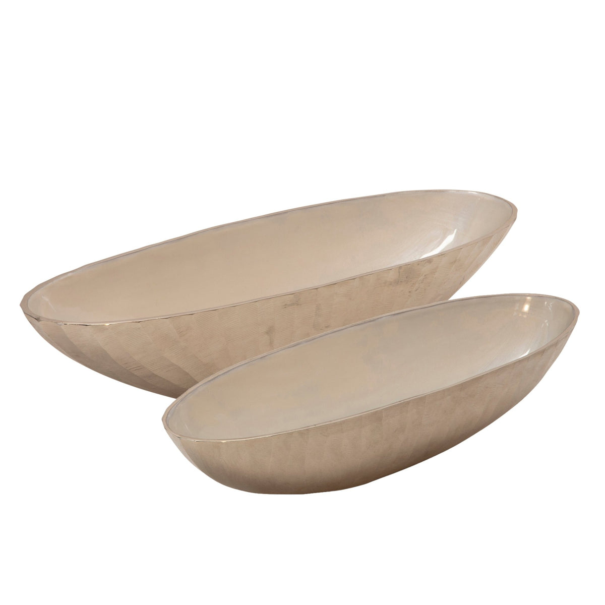 S/2 ALUMINUM 22/24" OVAL BOWL, SILVER Bowl| Sagebrook Home