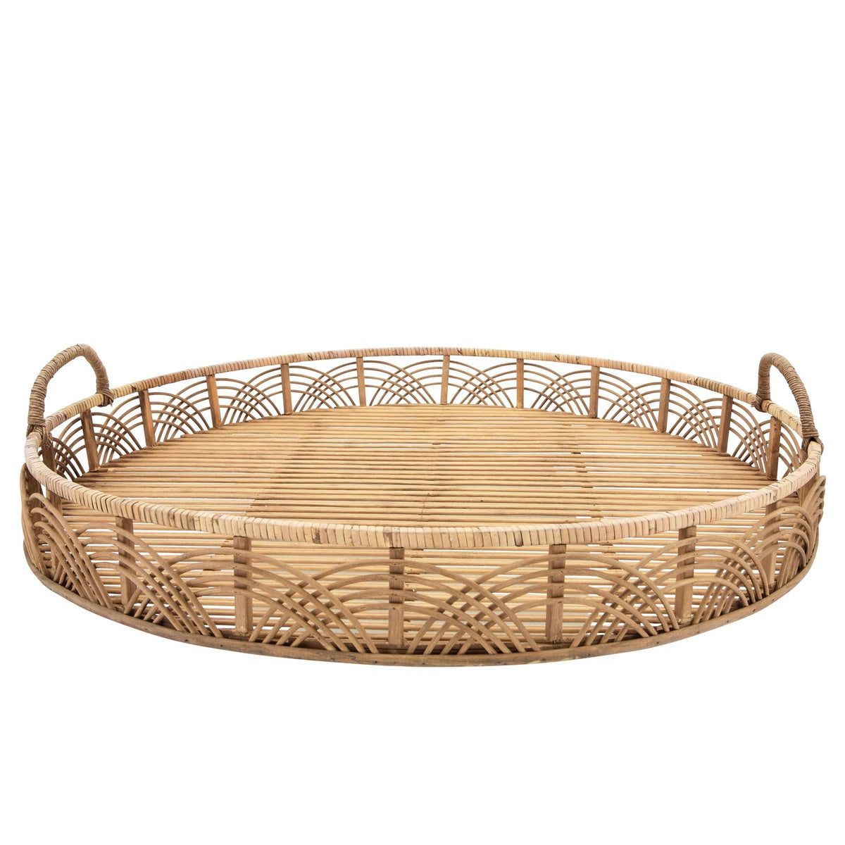 S/2 BAMBOO 24/30" ROUND TRAYS, NATURAL Tray| Sagebrook Home