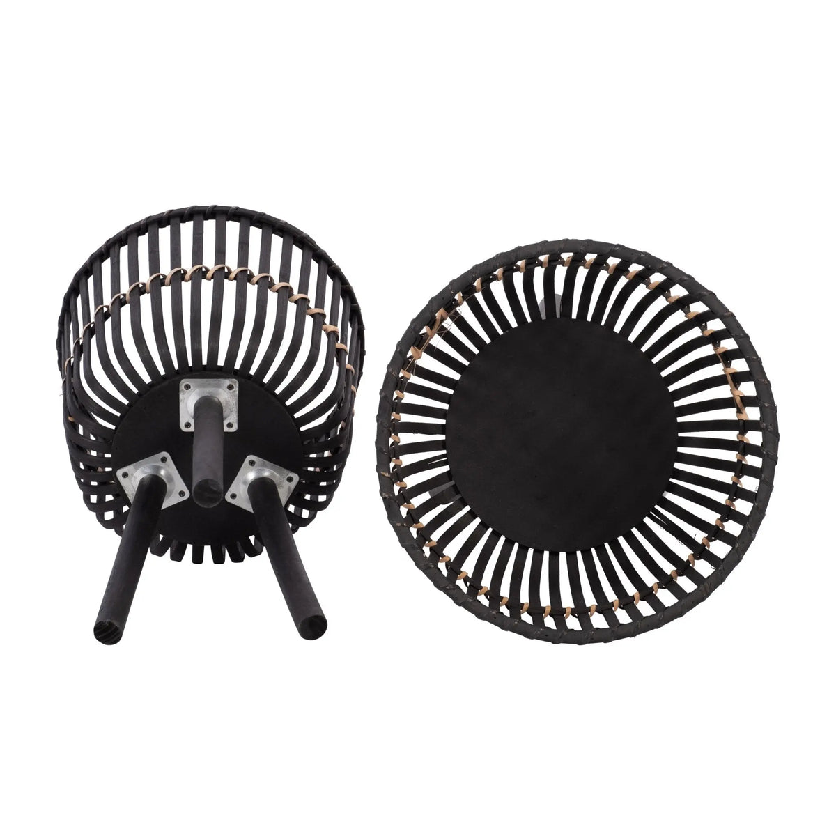 S/2 BAMBOO FOOTED PLANTERS 10/12", BLACK Outdoor Planters| Sagebrook Home