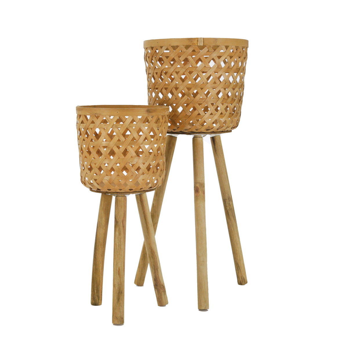 S/2 BAMBOO PLANTERS ON STAND,NATURAL Outdoor Planters| Sagebrook Home