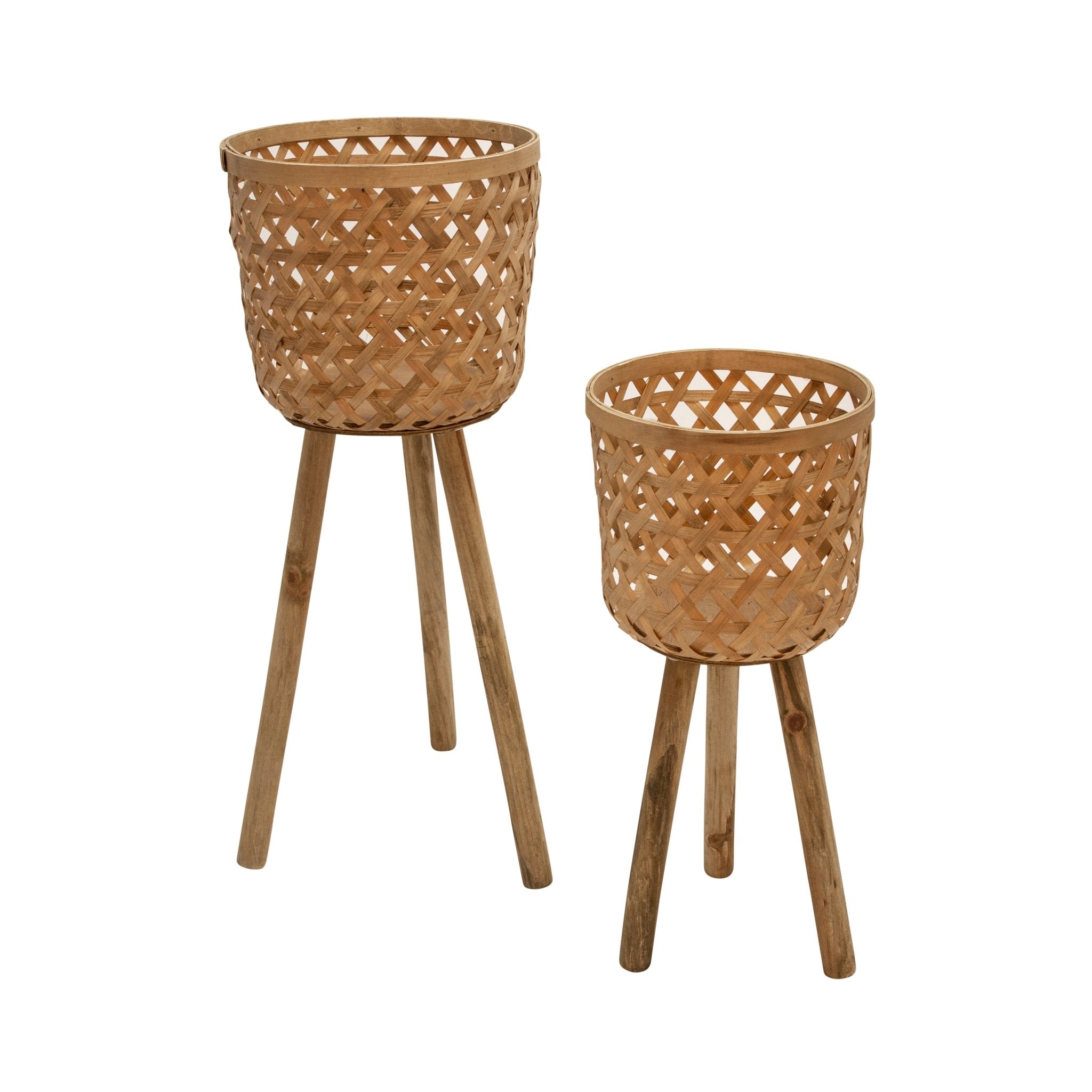 S/2 BAMBOO PLANTERS ON STAND,NATURAL Outdoor Planters| Sagebrook Home