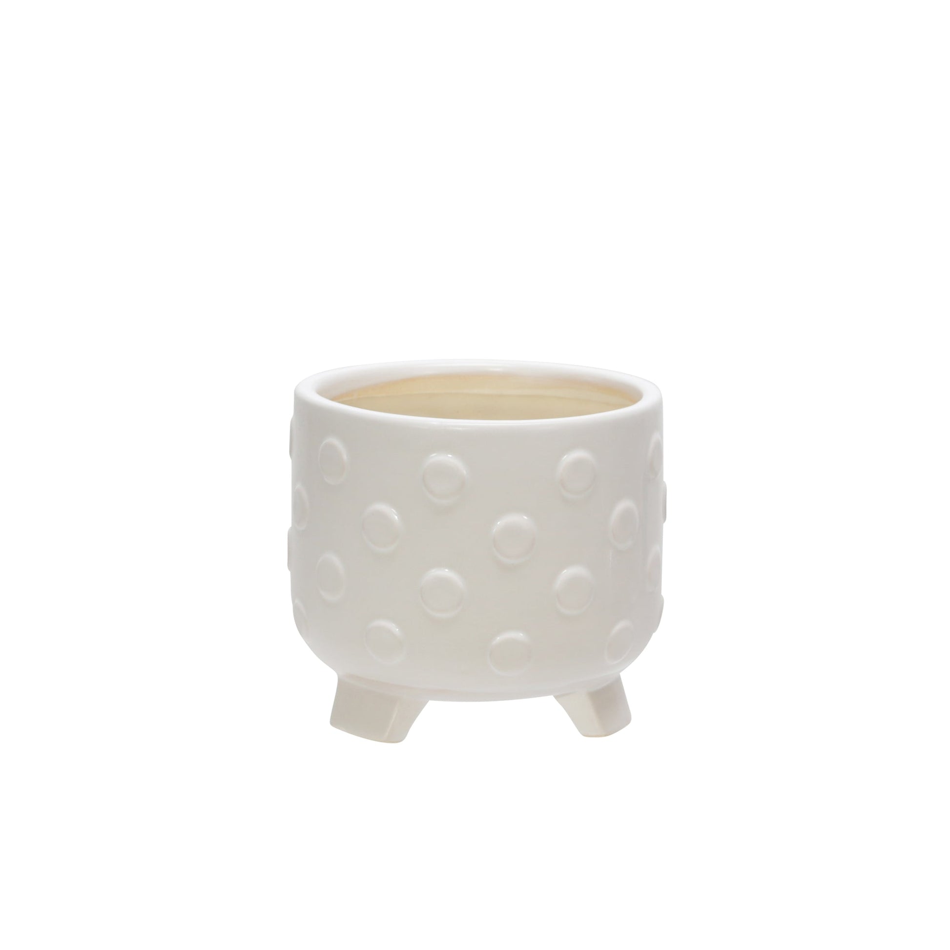 S/2 CERAMIC 6/8" FOOTED PLANTER W/ SPOTS, WHITE Outdoor Planters| Sagebrook Home