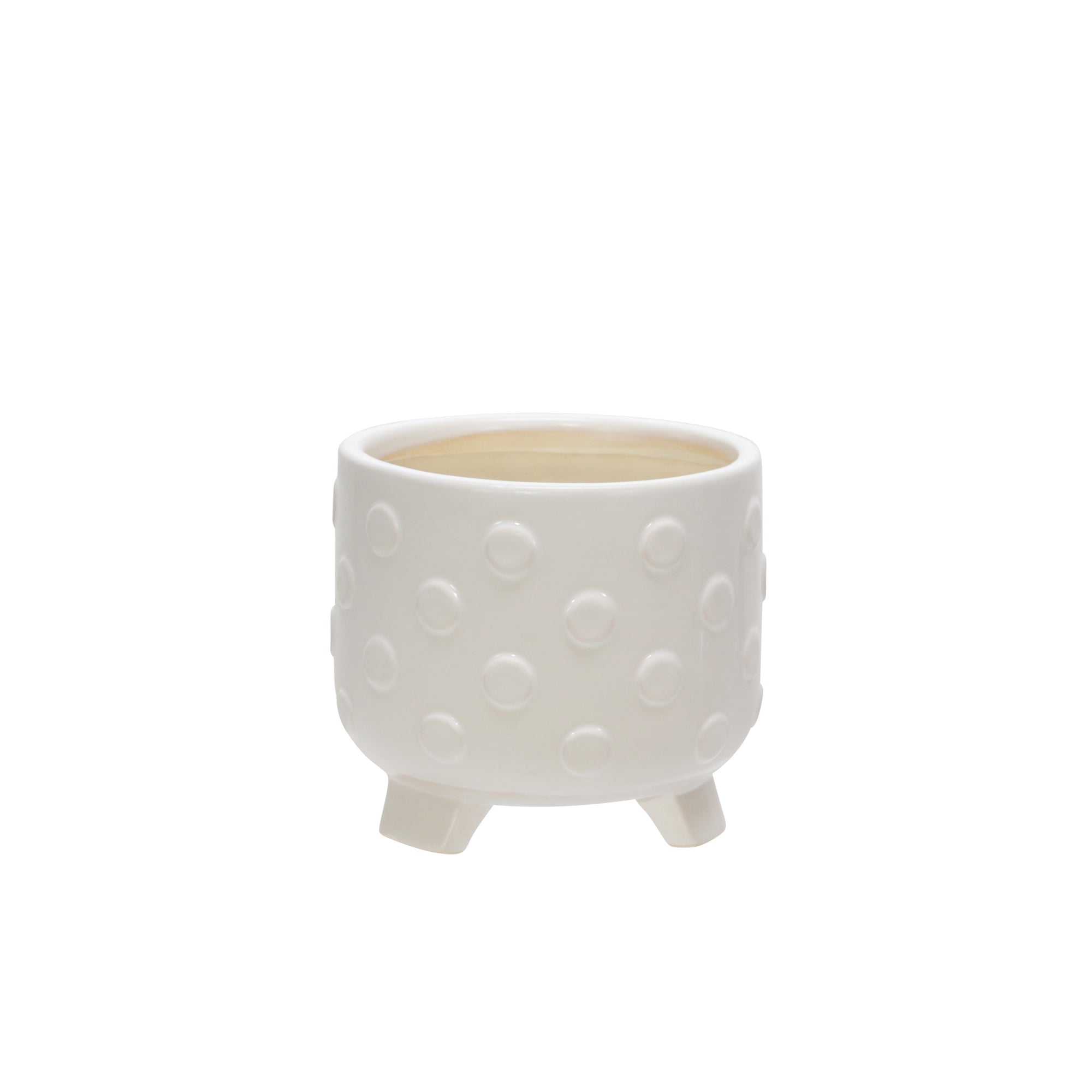 S/2 CERAMIC 6/8" FOOTED PLANTER W/ SPOTS, WHITE Outdoor Planters| Sagebrook Home