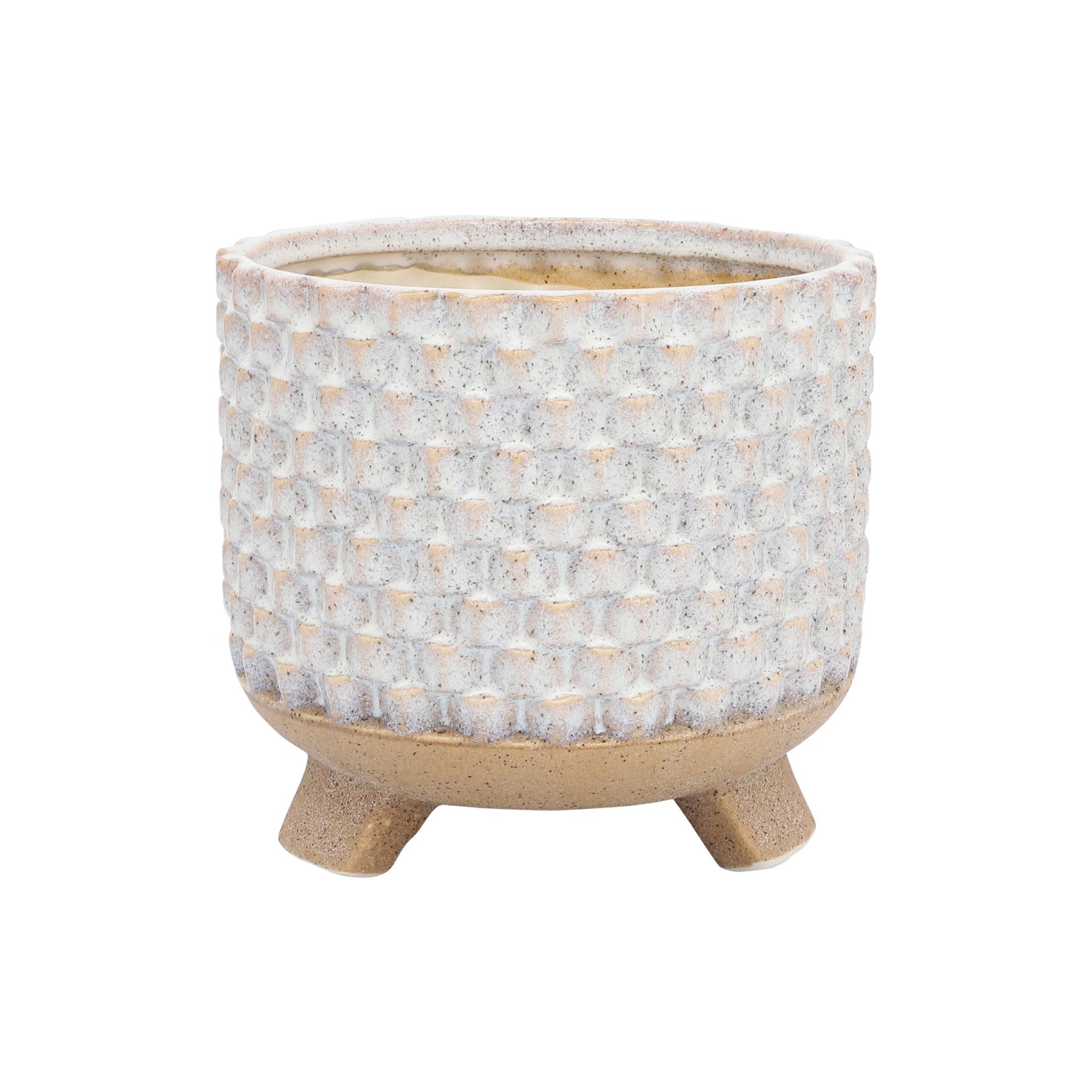 S/2 CERAMIC 6/8" TEXTURED FOOTED PLANTER, WHITE Outdoor Planters| Sagebrook Home