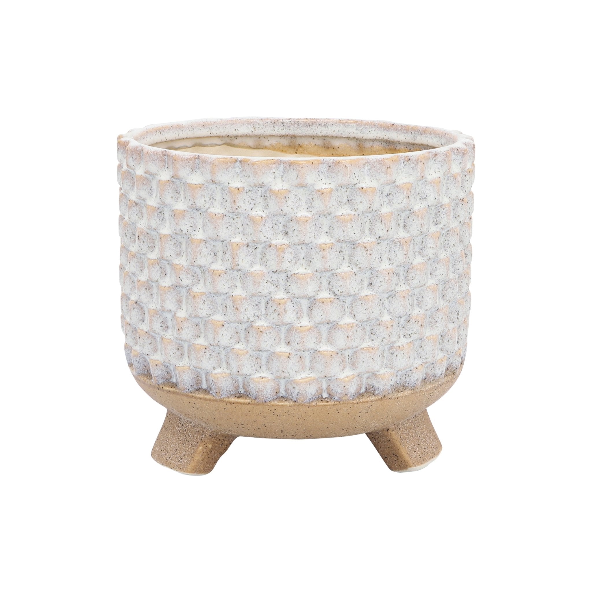 S/2 CERAMIC 6/8" TEXTURED FOOTED PLANTER, WHITE Outdoor Planters| Sagebrook Home