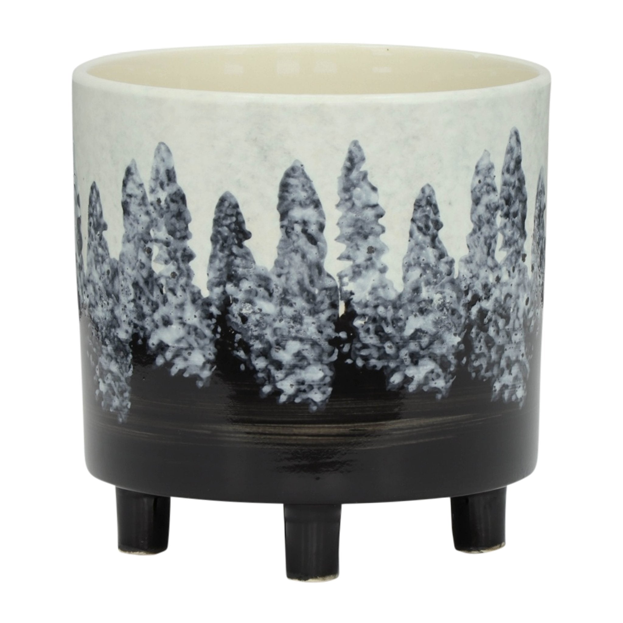 S/2 Ceramic Footed Planters 9/6", White/Black Outdoor Planters| Sagebrook Home
