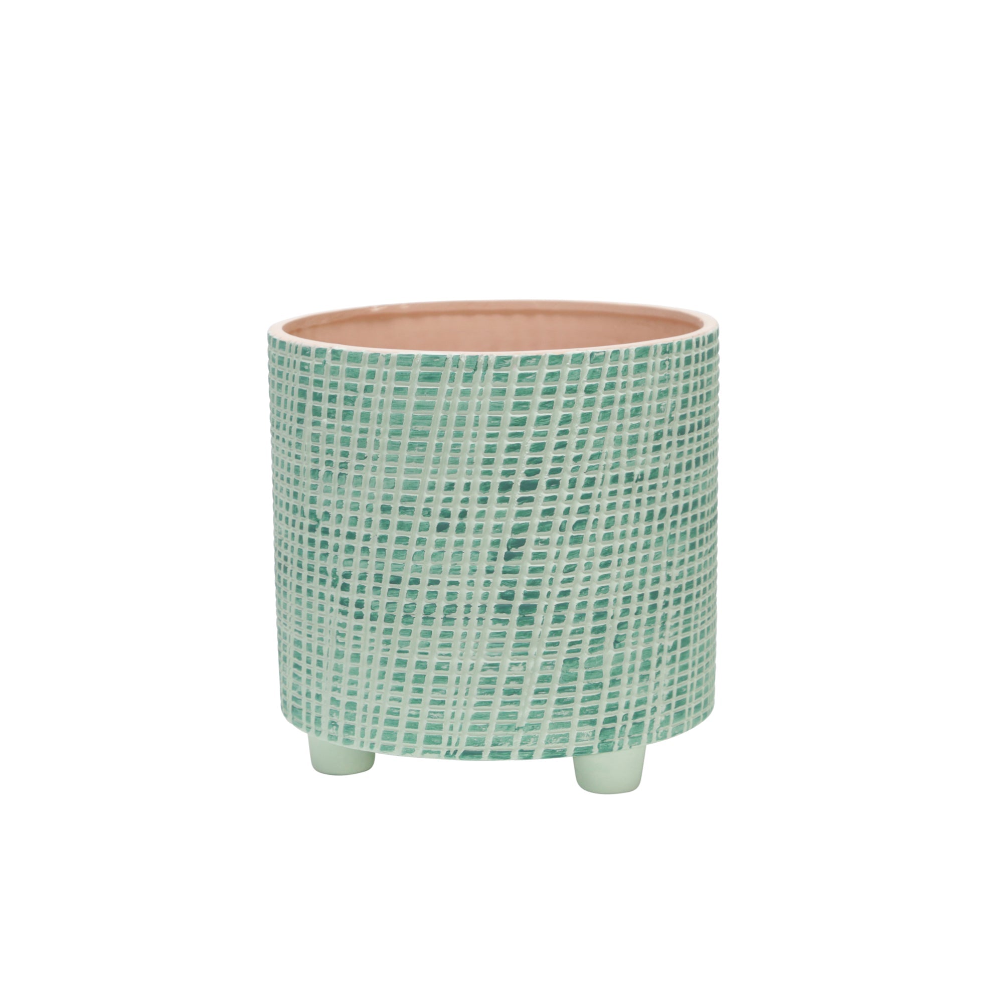 S/2 CHECKERED FOOTED PLANTER 6/8", GREEN Outdoor Planters| Sagebrook Home