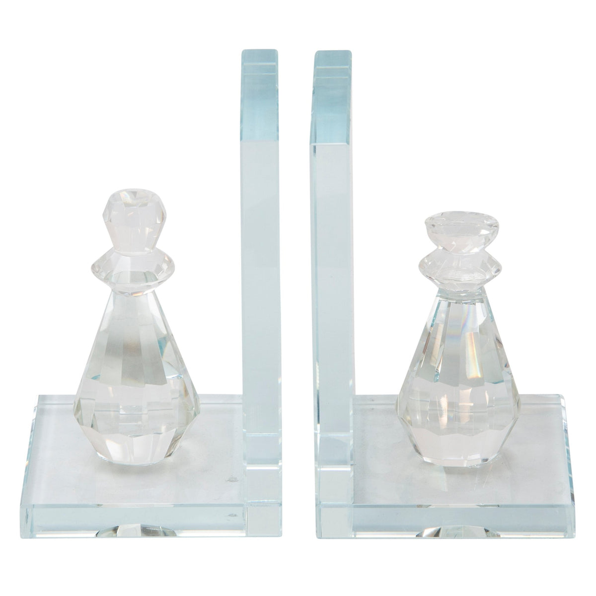 S/2 CRYSTAL CHESS PIECE BOOKENDS, CLEAR Table Decors| Sagebrook Home