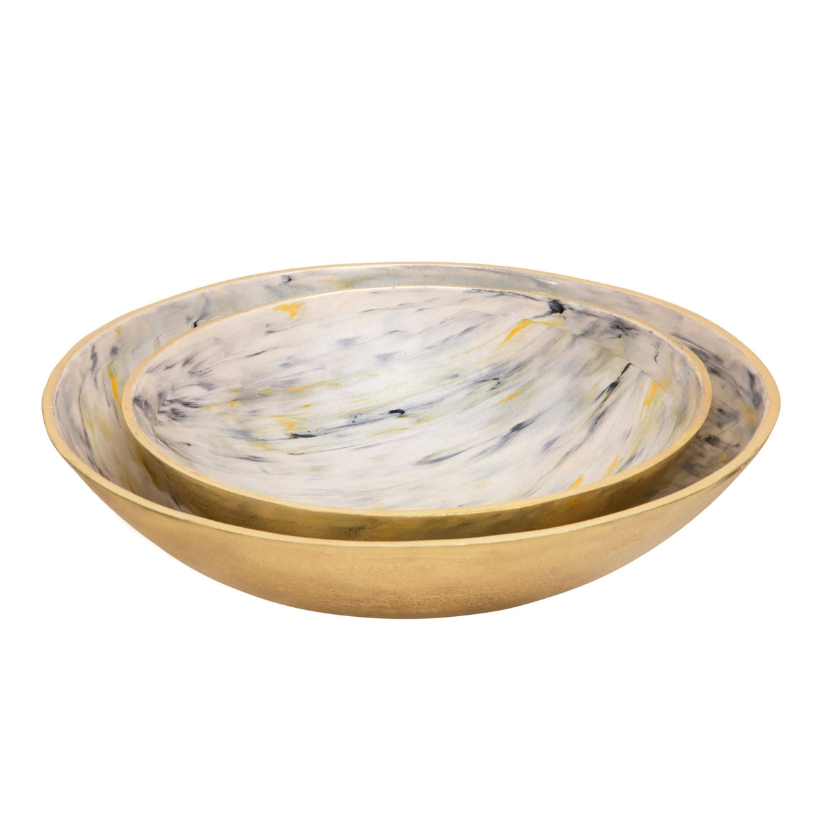 S/2 DECORATIVE METAL TRAY, IVORY Bowl| Sagebrook Home