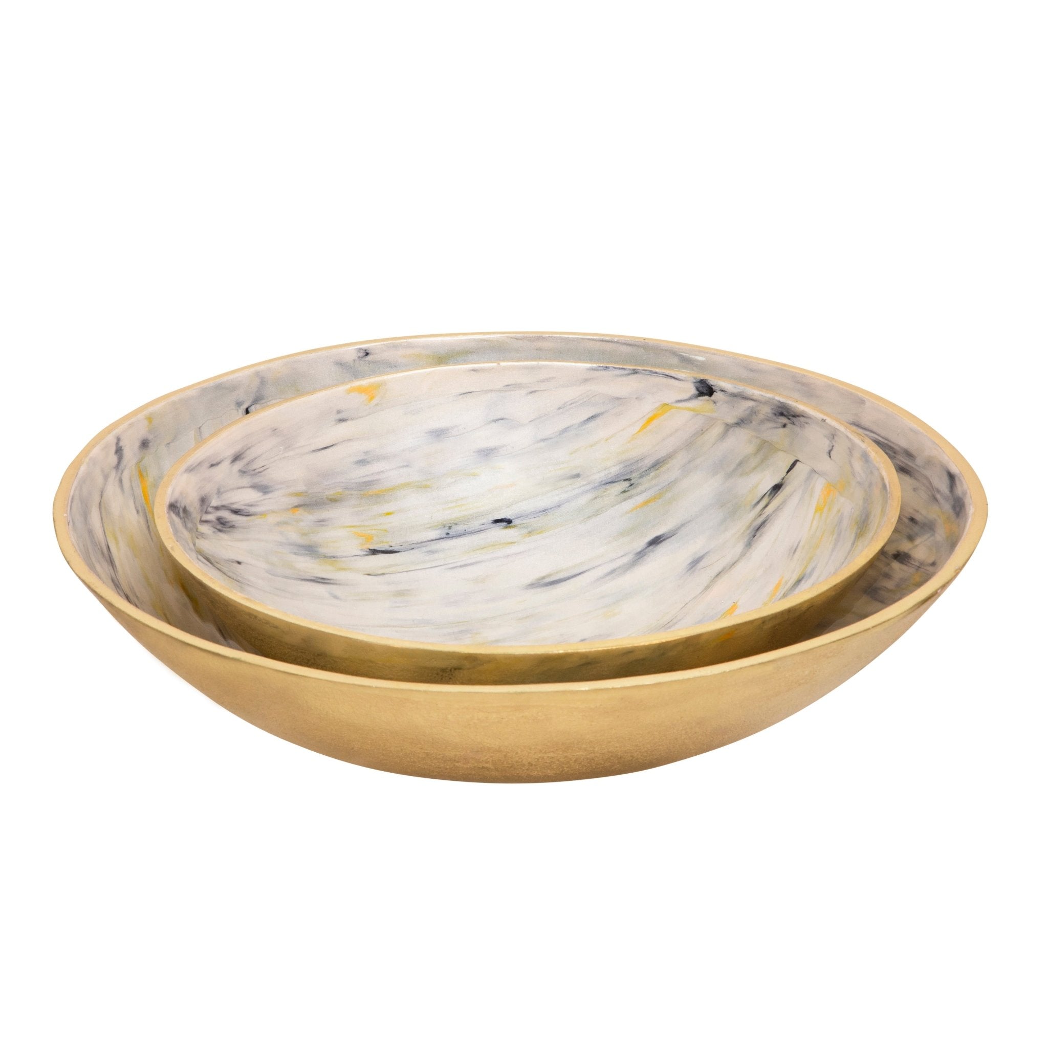 S/2 DECORATIVE METAL TRAY, IVORY Bowl| Sagebrook Home
