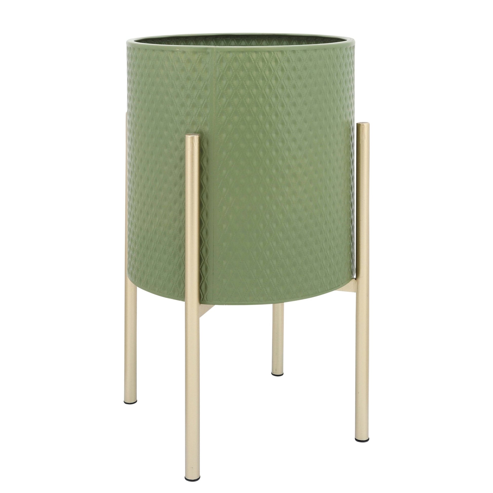 S/2 DIAMOND PLANTER ON METAL STAND, OLIVE/GOLD Outdoor Planters| Sagebrook Home