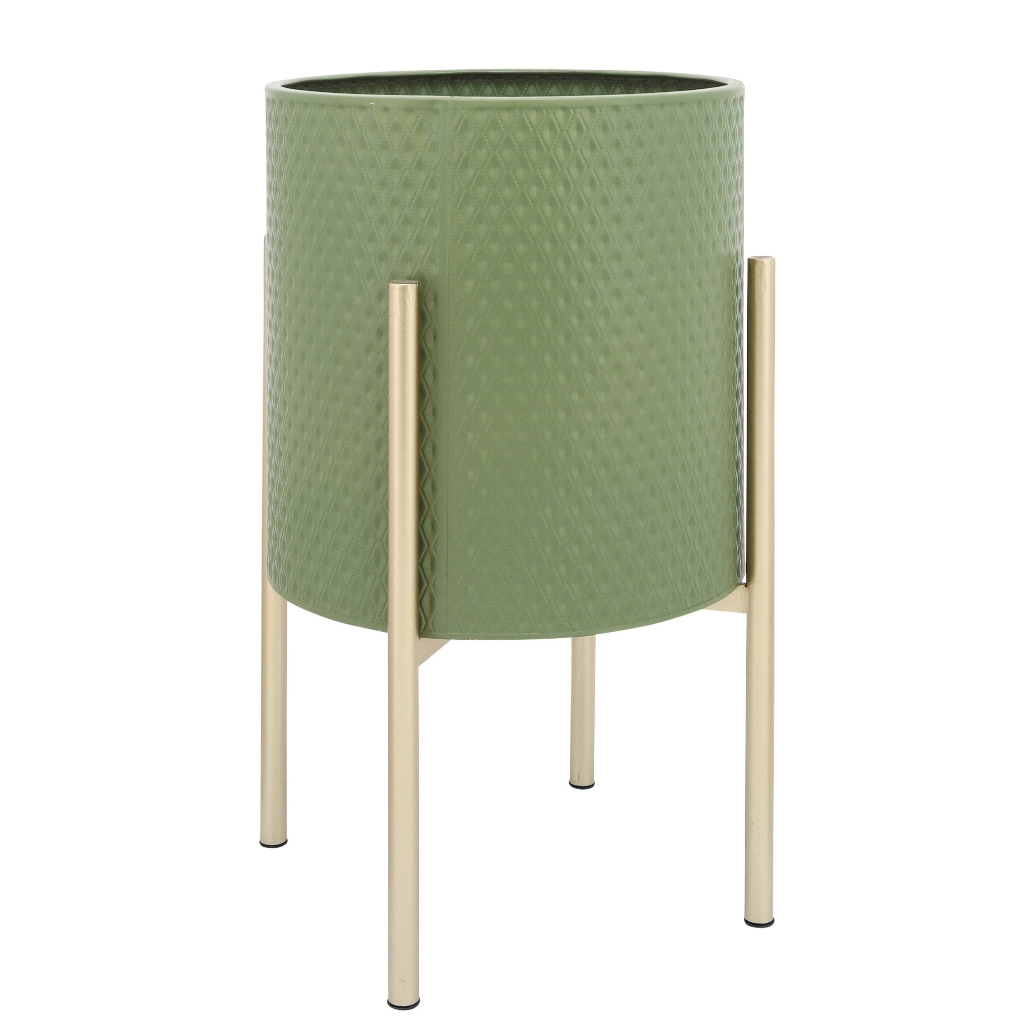 S/2 DIAMOND PLANTER ON METAL STAND, OLIVE/GOLD Outdoor Planters| Sagebrook Home