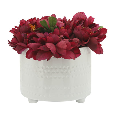 S/2 DOTTED FOOTED PLANTERS 10/12" , WHITE - Al Rugaib Furniture