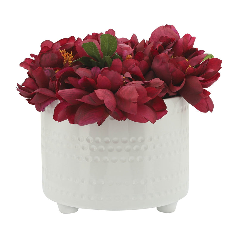 S/2 DOTTED FOOTED PLANTERS 10/12" , WHITE - Al Rugaib Furniture