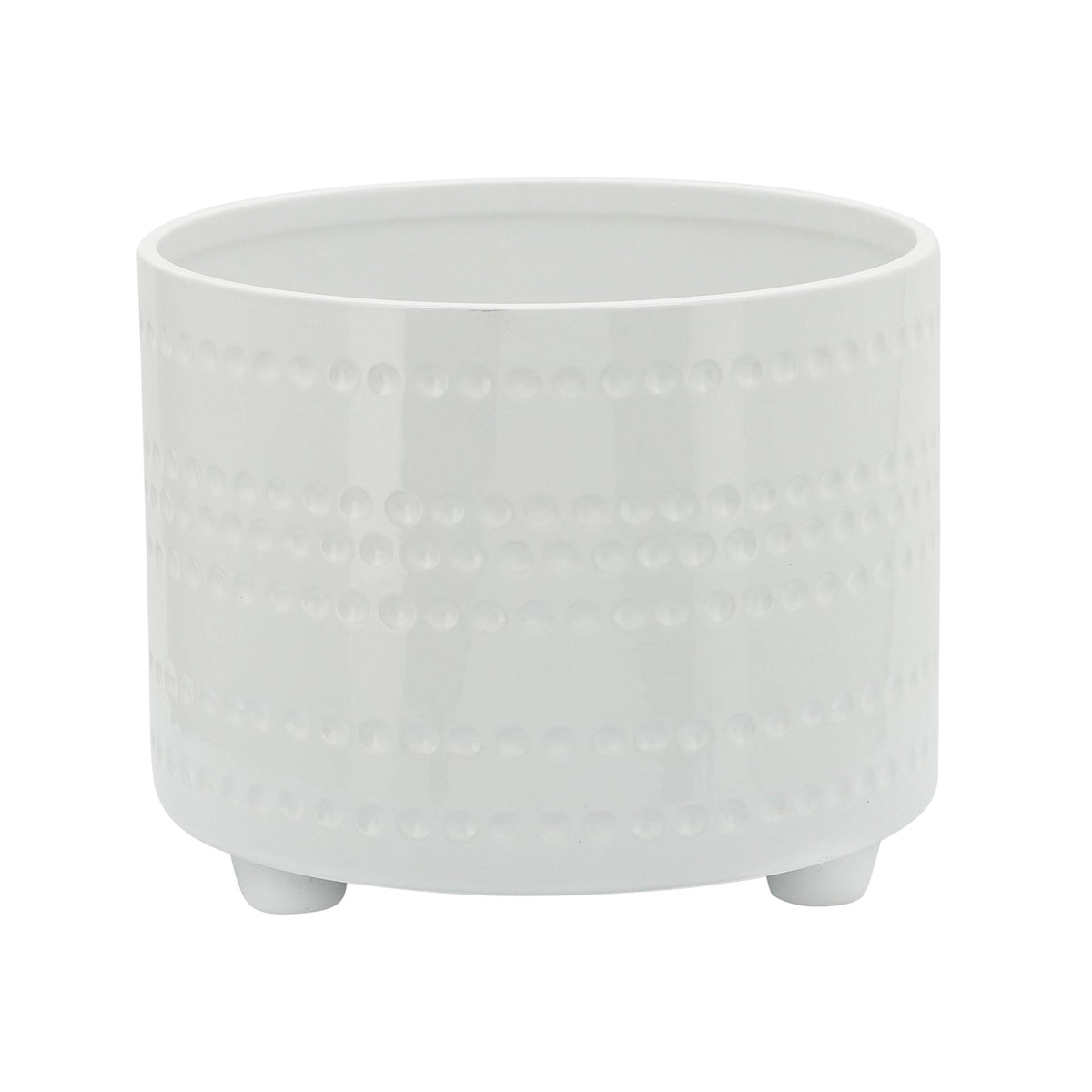 S/2 DOTTED FOOTED PLANTERS 10/12" , WHITE Outdoor Planters| Sagebrook Home