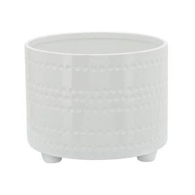 S/2 DOTTED FOOTED PLANTERS 10/12" , WHITE - Al Rugaib Furniture