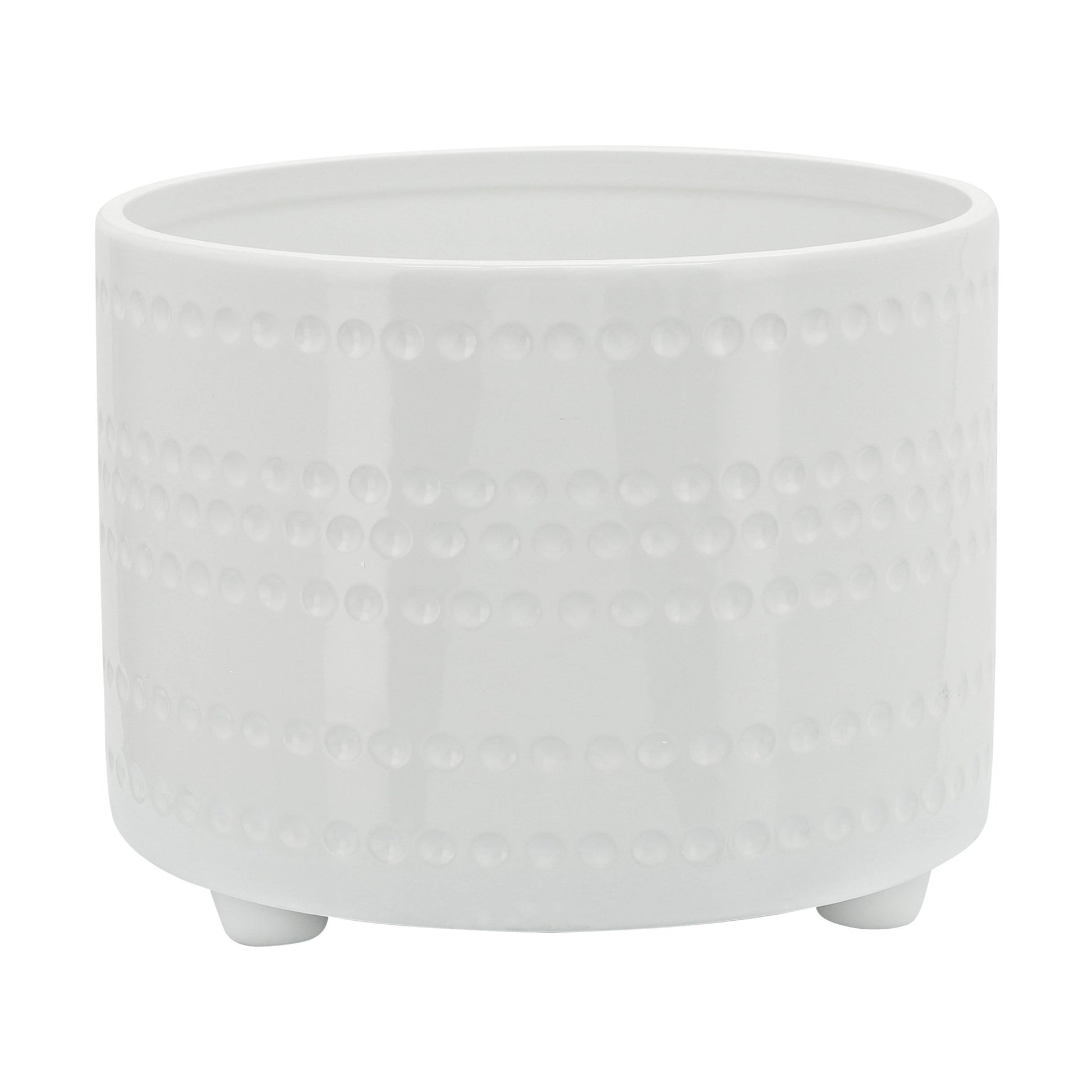 S/2 DOTTED FOOTED PLANTERS 10/12" , WHITE Outdoor Planters| Sagebrook Home