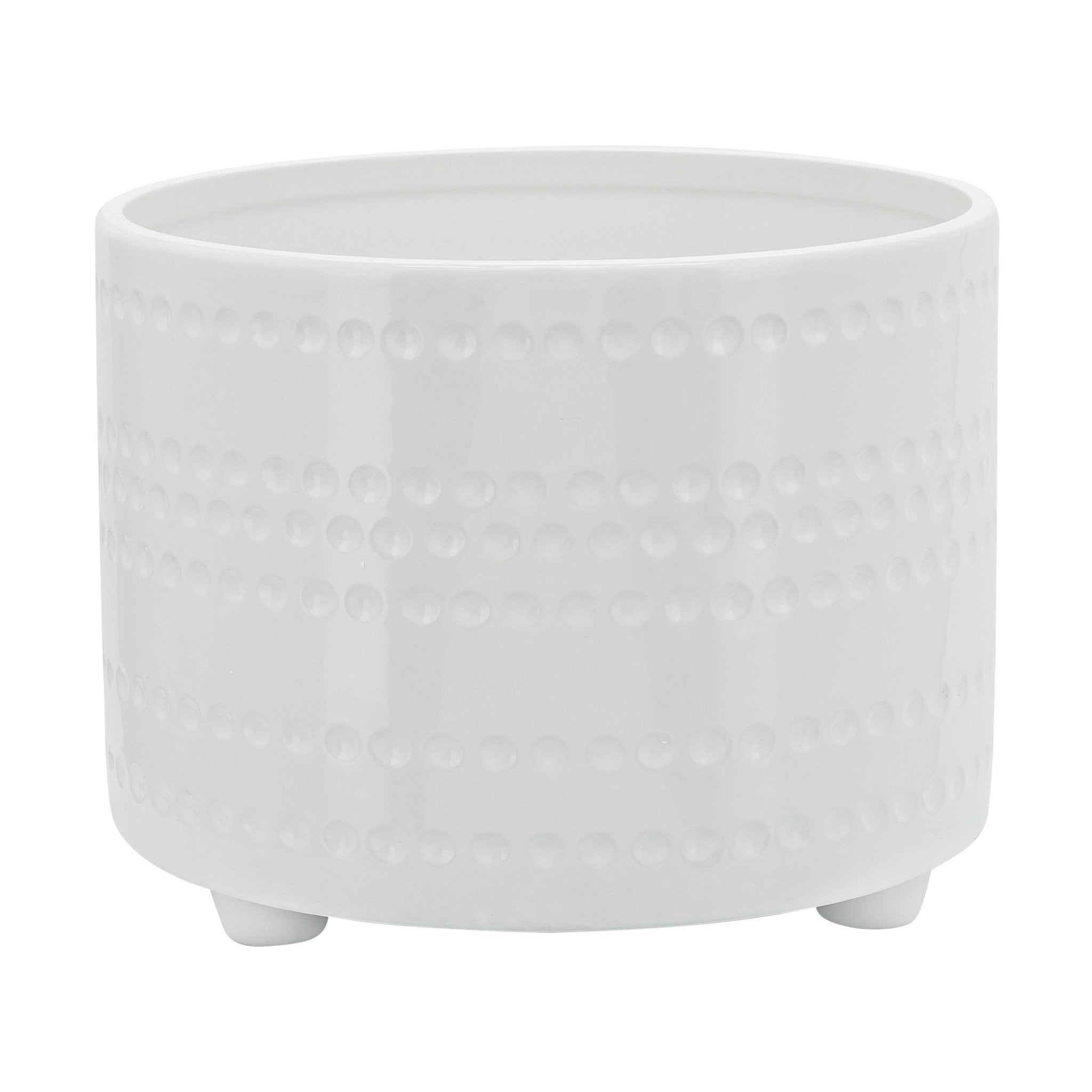 S/2 DOTTED FOOTED PLANTERS 10/12" , WHITE Outdoor Planters| Sagebrook Home