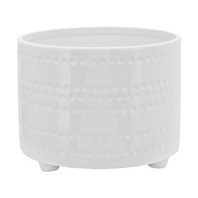 S/2 DOTTED FOOTED PLANTERS 10/12" , WHITE - Al Rugaib Furniture
