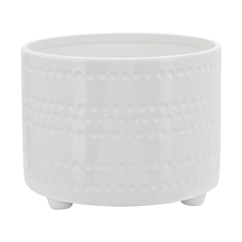 S/2 DOTTED FOOTED PLANTERS 10/12" , WHITE - Al Rugaib Furniture
