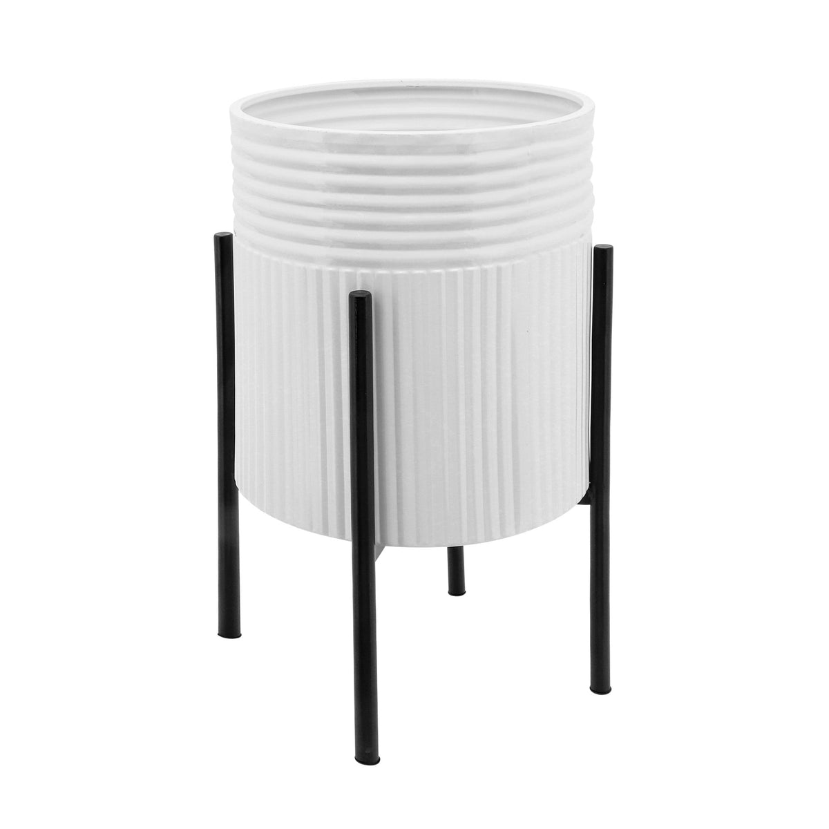 S/2 DUNES PLANTER ON METAL STAND, WHT/BLK Outdoor Planters| Sagebrook Home