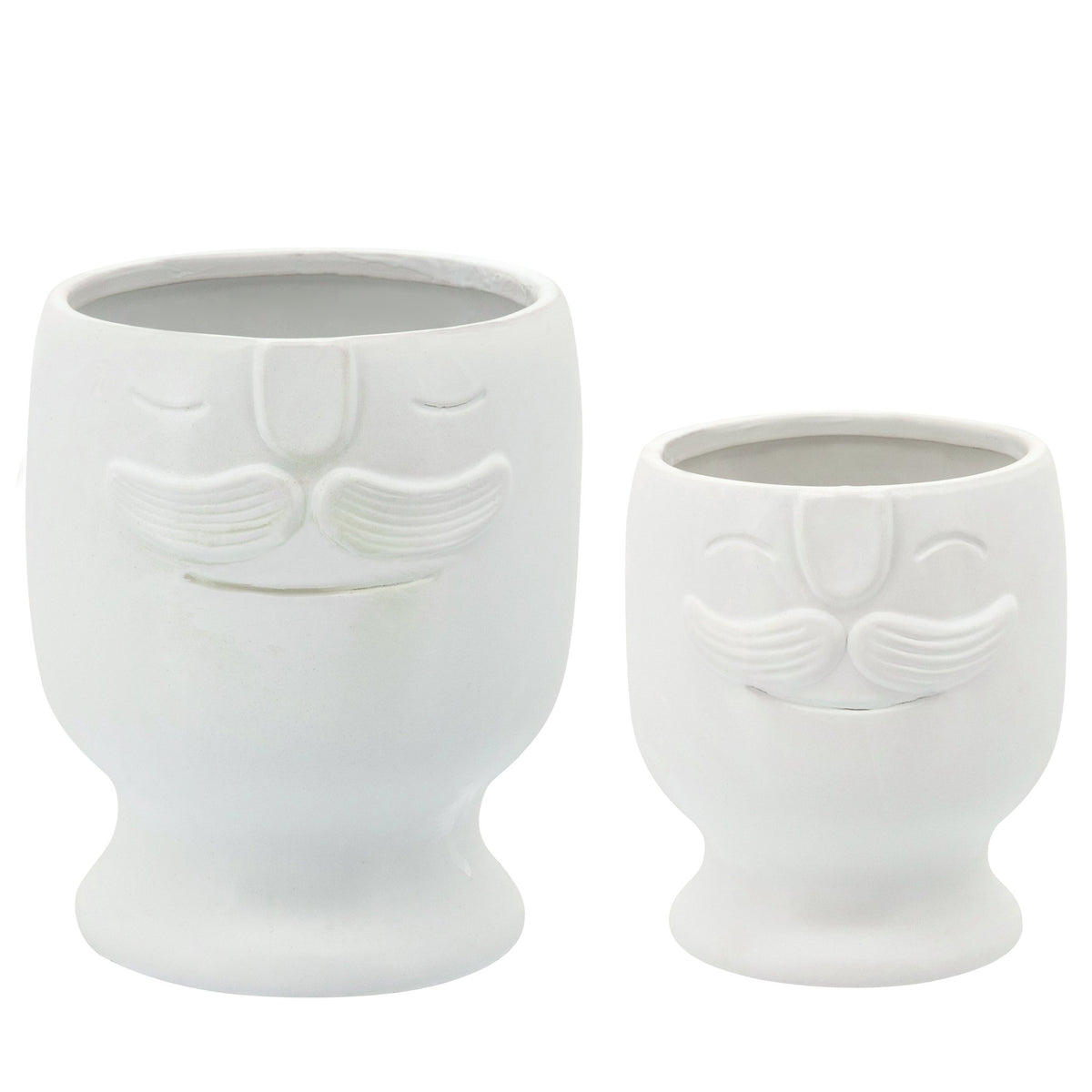 S/2 FACE PLANTER 6/7", WHITE Outdoor Planters| Sagebrook Home