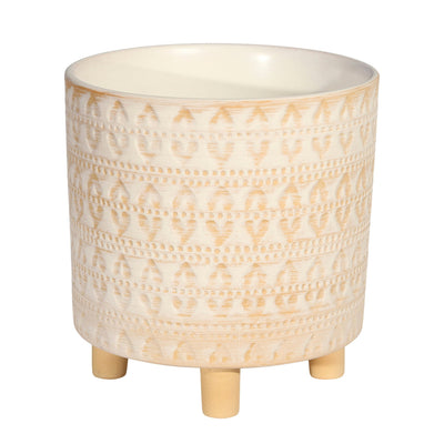 S/2 FOOTED PLANTERS 9/6", ABSTRACT WHITE - Al Rugaib Furniture