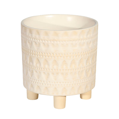 S/2 FOOTED PLANTERS 9/6", ABSTRACT WHITE - Al Rugaib Furniture