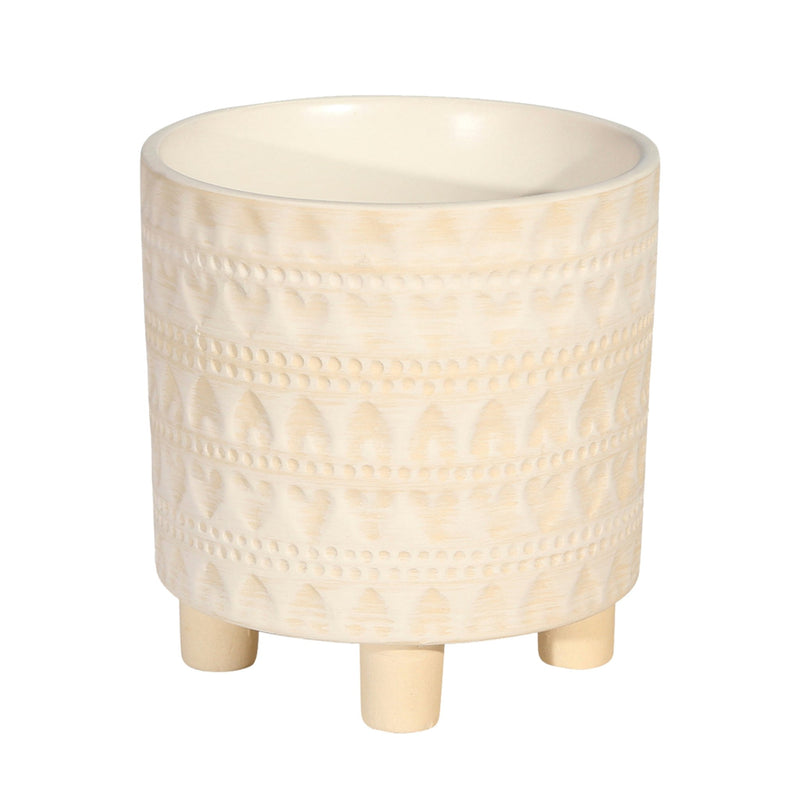 S/2 FOOTED PLANTERS 9/6", ABSTRACT WHITE - Al Rugaib Furniture