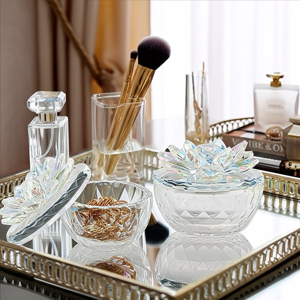 S/2 Glass Trinket Box Clear W/rainbow Table Decors| Sagebrook Home