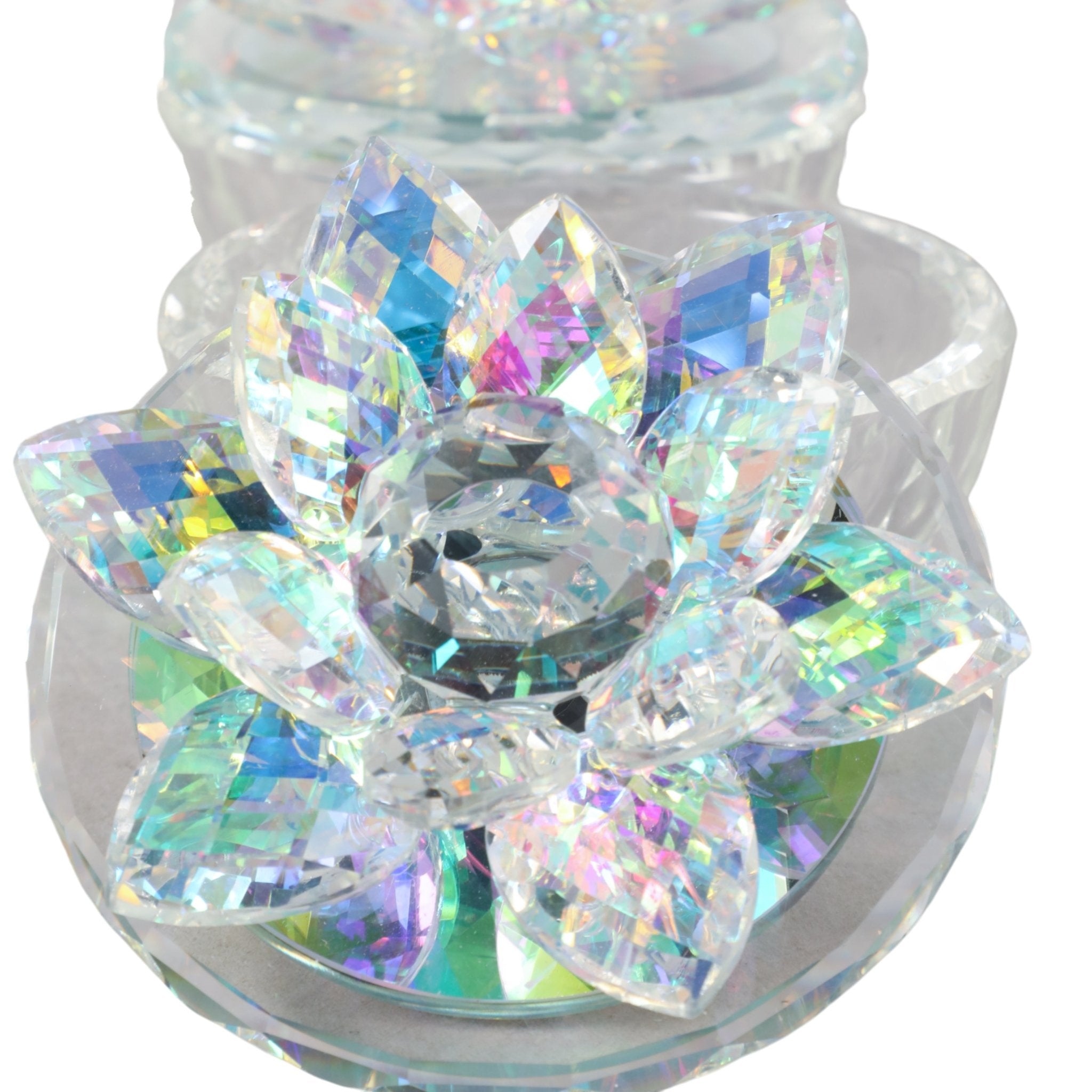 S/2 Glass Trinket Box Clear W/rainbow Table Decors| Sagebrook Home