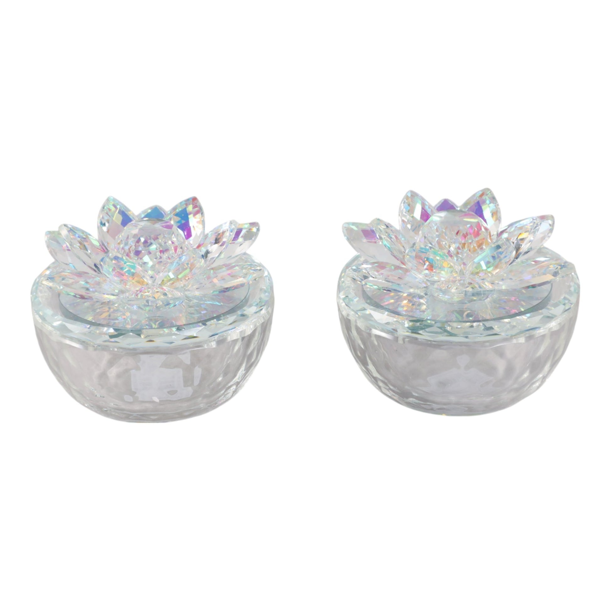 S/2 Glass Trinket Box Clear W/rainbow Table Decors| Sagebrook Home