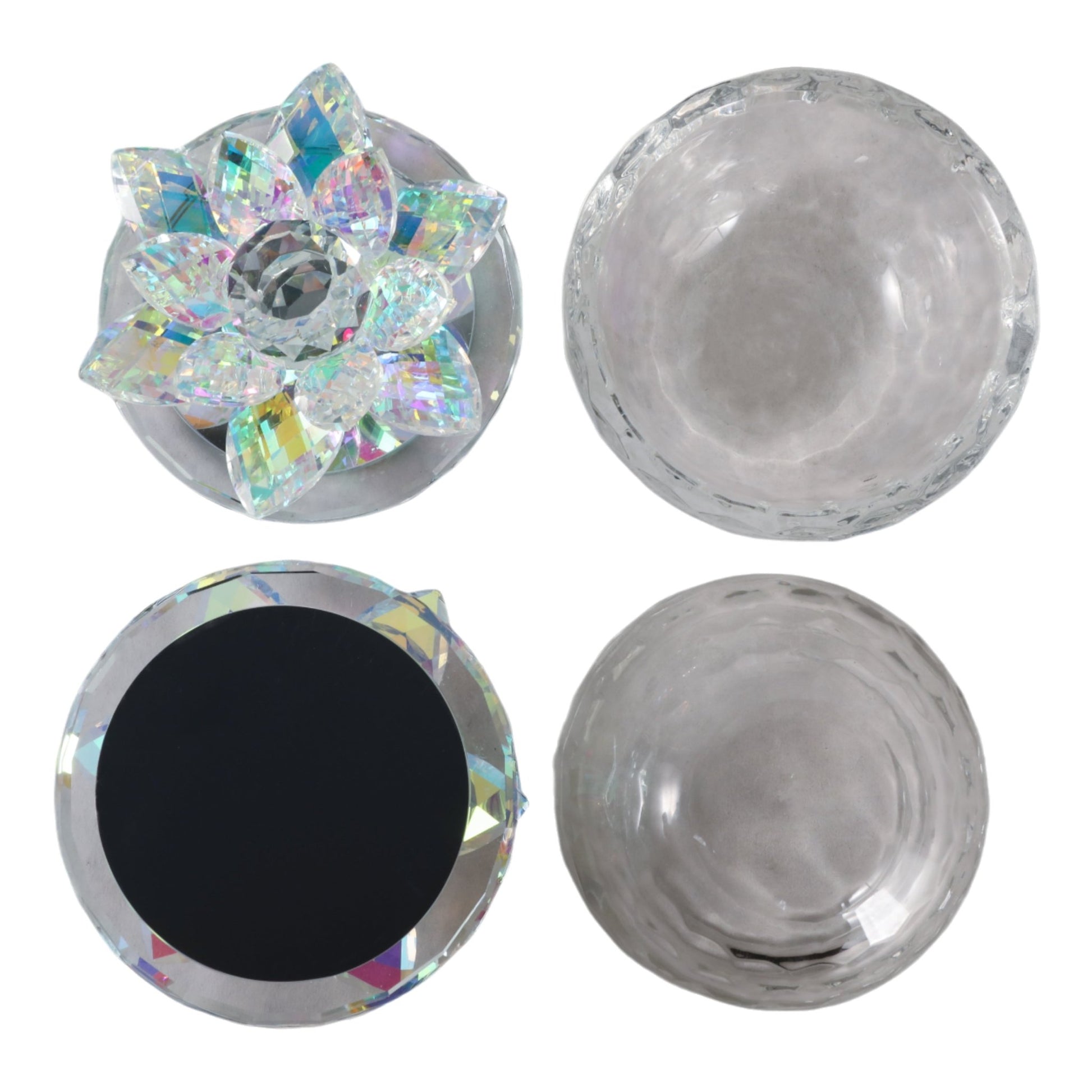 S/2 Glass Trinket Box Clear W/rainbow Table Decors| Sagebrook Home
