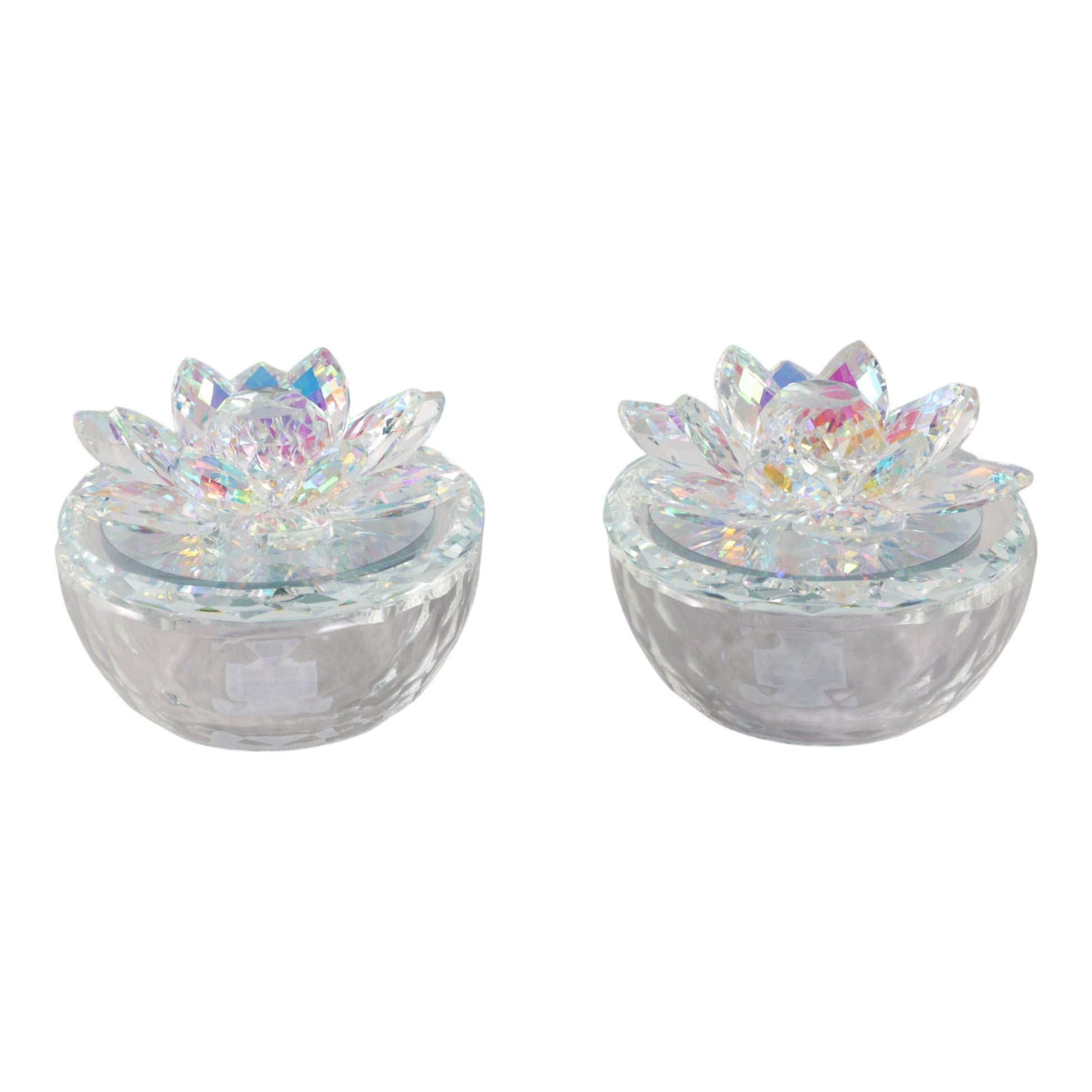 S/2 Glass Trinket Box Clear W/rainbow Table Decors| Sagebrook Home