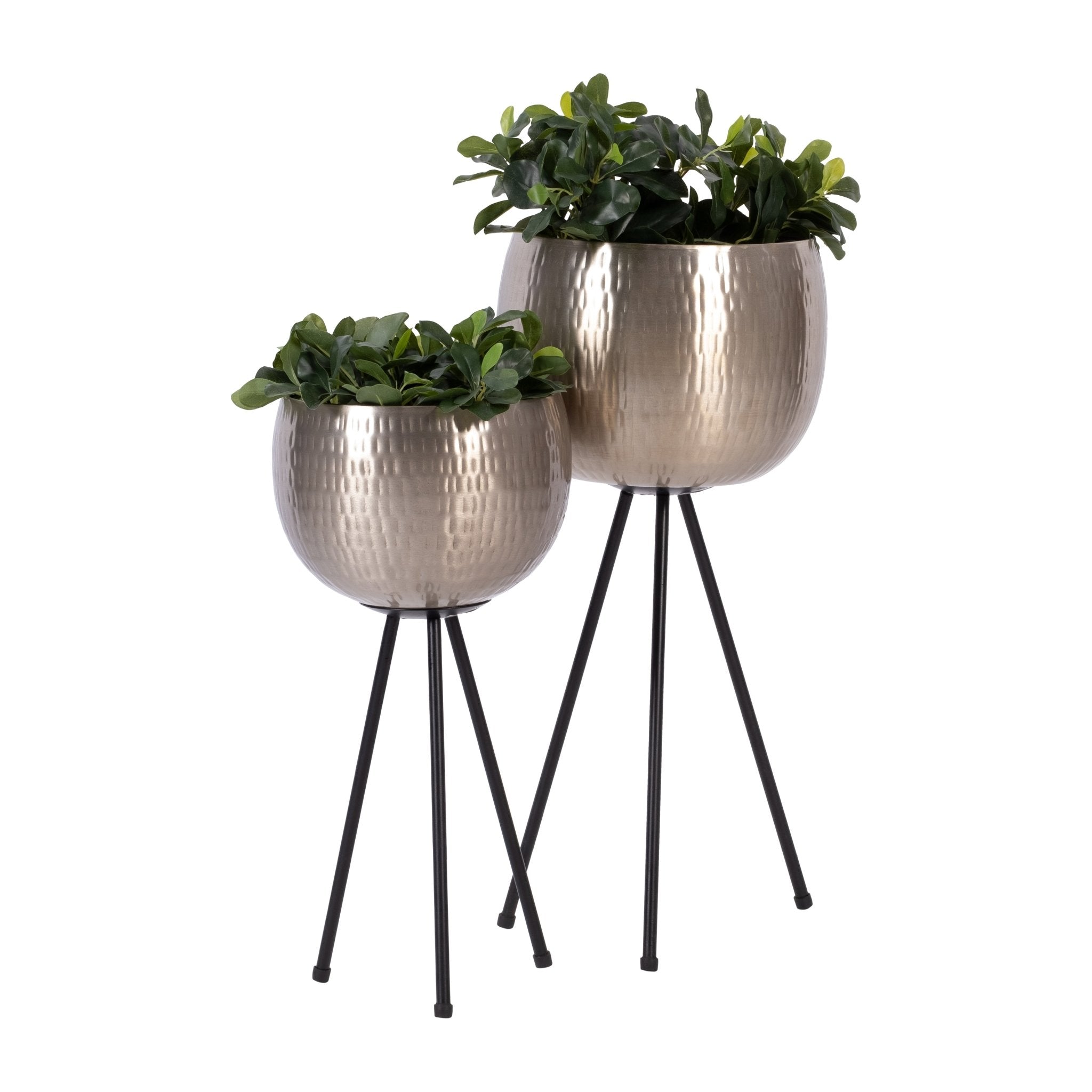 S/2 IRON 26"/22" HAMMERED BOWLPLANTERS, SILVER Outdoor Planters| Sagebrook Home