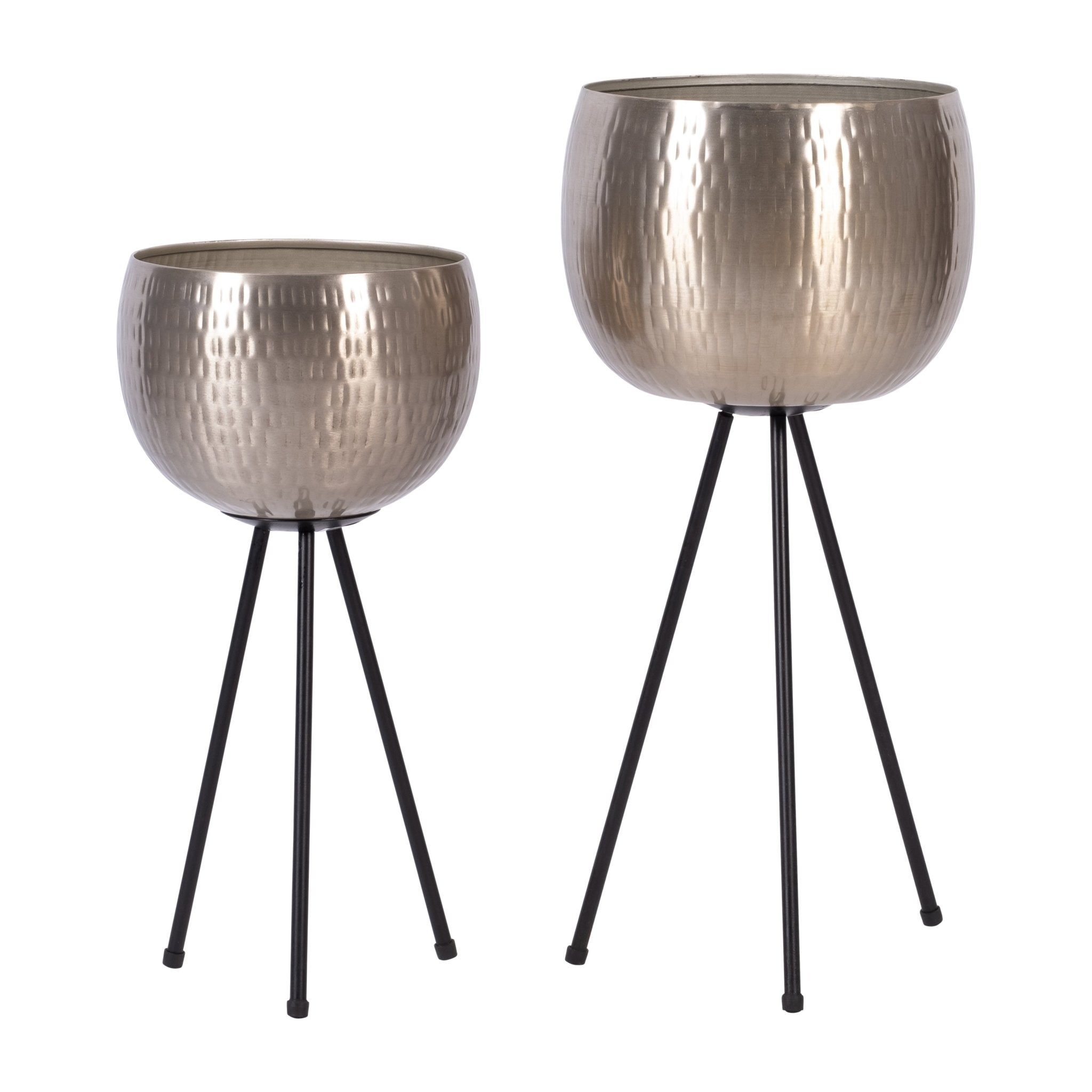 S/2 IRON 26"/22" HAMMERED BOWLPLANTERS, SILVER Outdoor Planters| Sagebrook Home