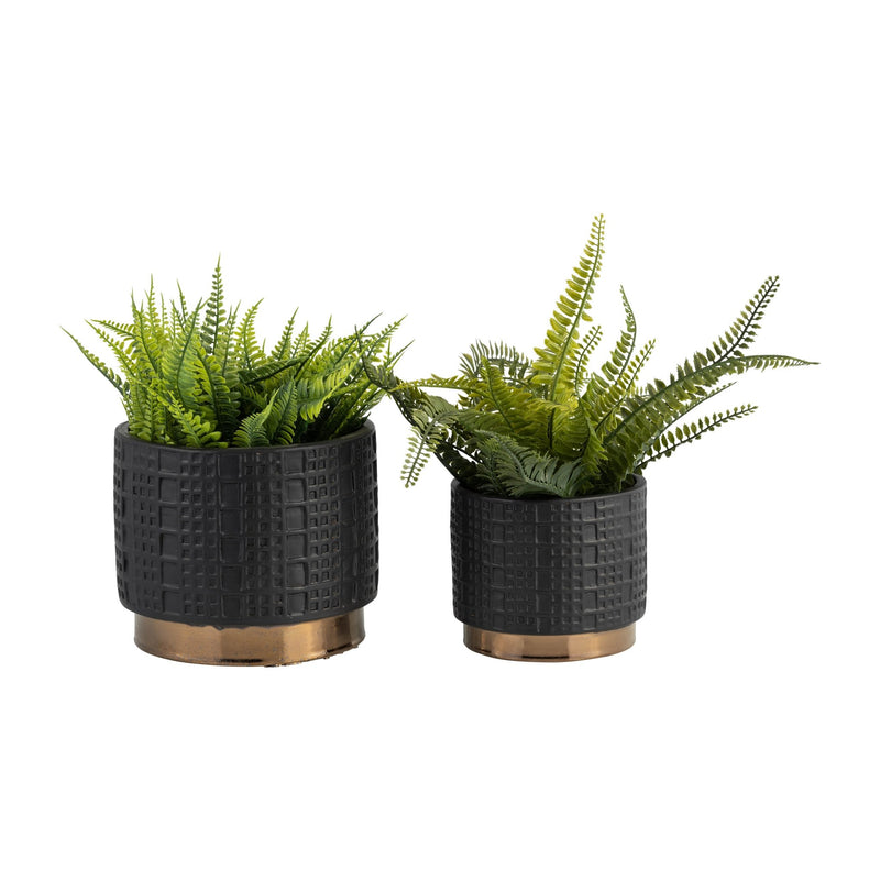 S/2 MESH METALLIC PLANTERS 6/8", BLACK - Al Rugaib Furniture