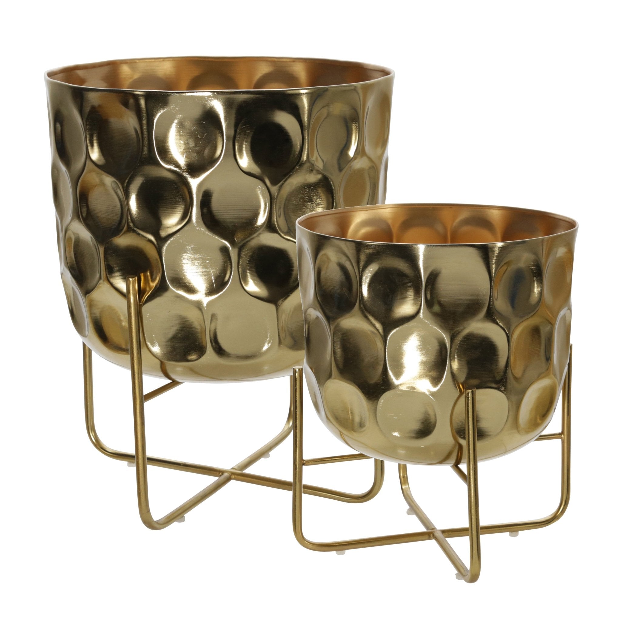 S/2 METAL 12/15" HAMMERED PLANTER, GOLD Outdoor Planters| Sagebrook Home