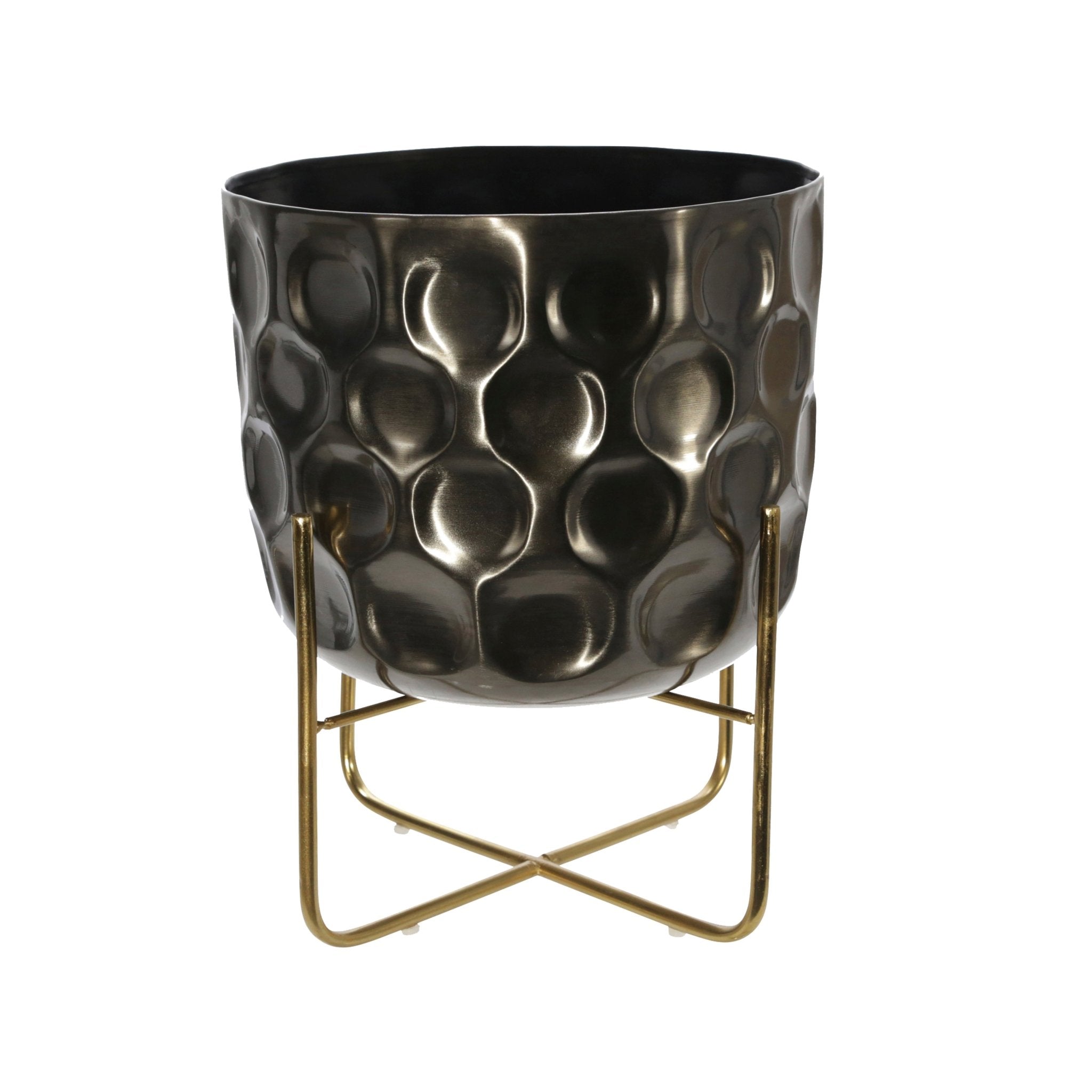 S/2 METAL 12/15" HAMMERED PLANTER, GUNMETAL Outdoor Planters| Sagebrook Home
