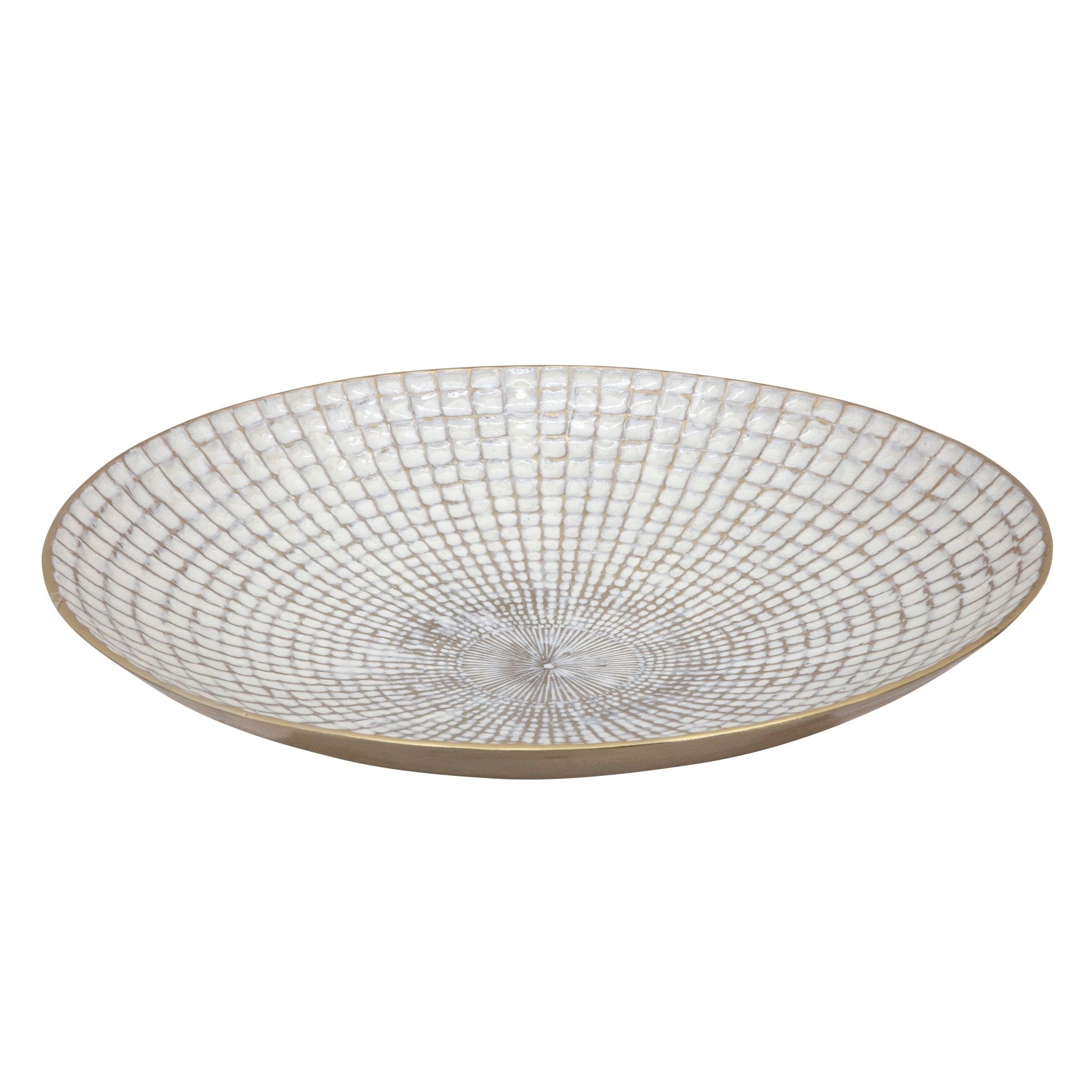 S/2 METAL 18/21" ROUND PLATES, IVORY/CHAMPAGNE Bowl| Sagebrook Home