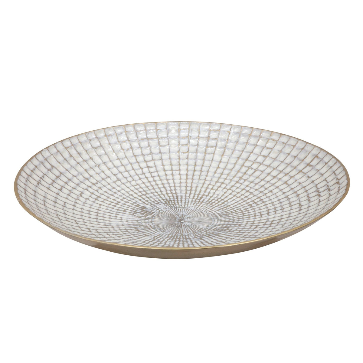 S/2 METAL 18/21" ROUND PLATES, IVORY/CHAMPAGNE Bowl| Sagebrook Home