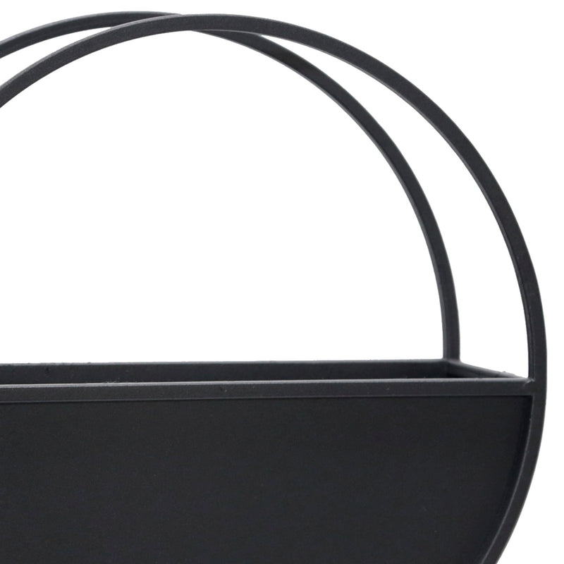 S/2 METAL 9/12" ROUND WALL PLANTERS, BLACK - Al Rugaib Furniture
