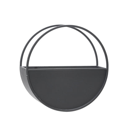 S/2 METAL 9/12" ROUND WALL PLANTERS, BLACK - Al Rugaib Furniture